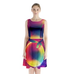 Colorful Glowing Sleeveless Waist Tie Chiffon Dress