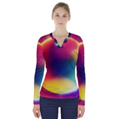 Colorful Glowing V-Neck Long Sleeve Top