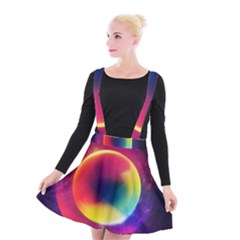 Colorful Glowing Suspender Skater Skirt