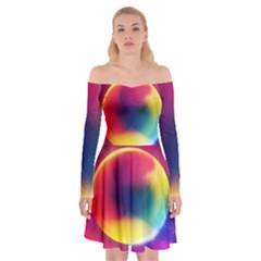 Colorful Glowing Off Shoulder Skater Dress