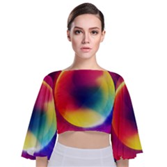 Colorful Glowing Tie Back Butterfly Sleeve Chiffon Top