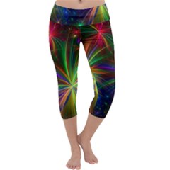 Colorful Firework Celebration Graphics Capri Yoga Leggings by Sapixe