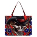 Confederate Flag Usa America United States Csa Civil War Rebel Dixie Military Poster Skull Medium Tote Bag View1