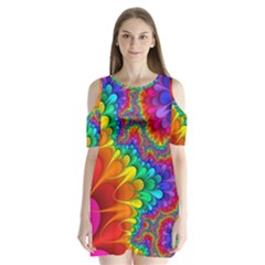 Colorful Trippy Shoulder Cutout Velvet One Piece