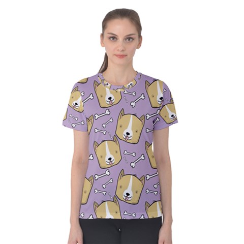 Dog Pattern Women s Cotton Tee by Sapixe