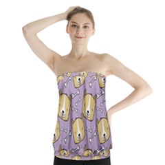 Dog Pattern Strapless Top by Sapixe