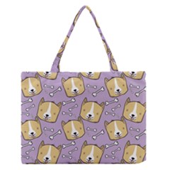 Dog Pattern Zipper Medium Tote Bag by Sapixe