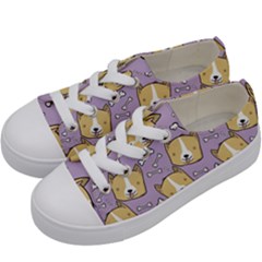 Dog Pattern Kids  Low Top Canvas Sneakers by Sapixe