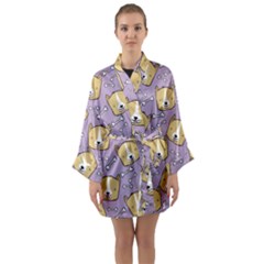 Dog Pattern Long Sleeve Kimono Robe by Sapixe