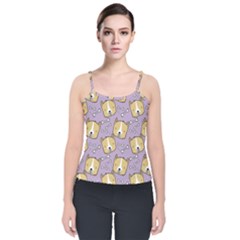 Dog Pattern Velvet Spaghetti Strap Top