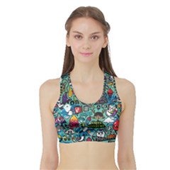 Comics Collage Sports Bra With Border by Sapixe