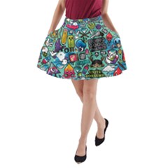 Comics Collage A-line Pocket Skirt by Sapixe