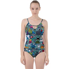 Comics Collage Cut Out Top Tankini Set by Sapixe