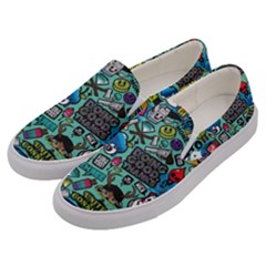 Comics Collage Men s Canvas Slip Ons by Sapixe