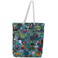 Comics Collage Full Print Rope Handle Tote (large) by Sapixe