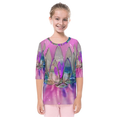 Crystal Flower Kids  Quarter Sleeve Raglan Tee by Sapixe