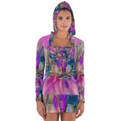 Crystal Flower Long Sleeve Hooded T-shirt by Sapixe