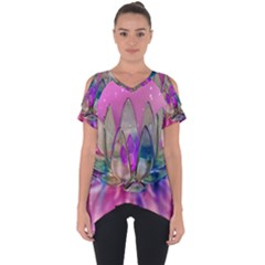 Crystal Flower Cut Out Side Drop Tee by Sapixe