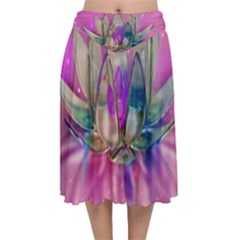 Crystal Flower Velvet Flared Midi Skirt