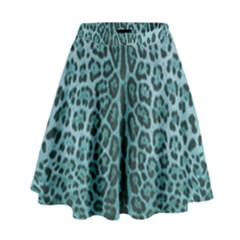 Turquoise Leopard Print High Waist Skirt