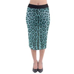 Turquoise Leopard Print Midi Pencil Skirt