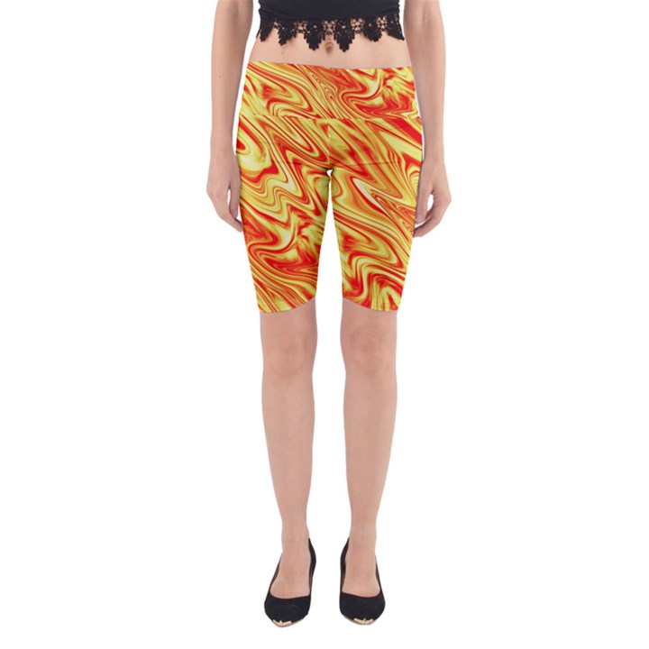 Orange Liquid  Yoga Cropped Leggings