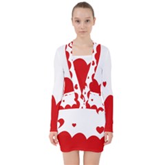 Heart Shape Background Love V-neck Bodycon Long Sleeve Dress by Nexatart