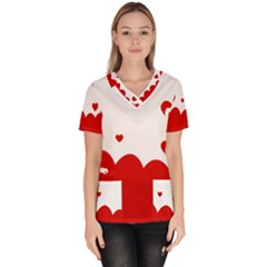 Heart Shape Background Love Scrub Top by Nexatart