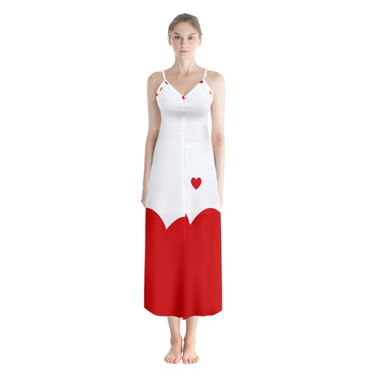 Heart Shape Background Love Button Up Chiffon Maxi Dress