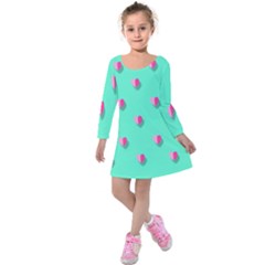 Love Heart Set Seamless Pattern Kids  Long Sleeve Velvet Dress by Nexatart