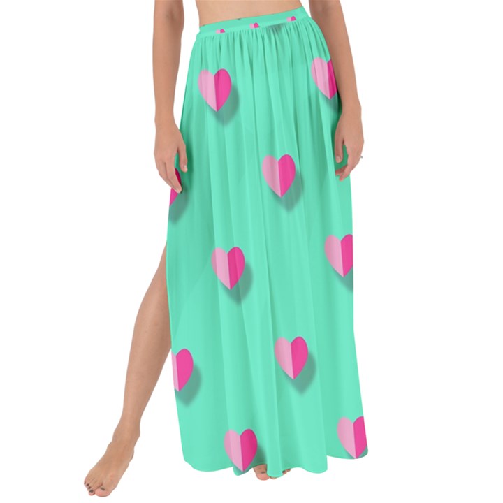 Love Heart Set Seamless Pattern Maxi Chiffon Tie-Up Sarong