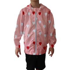 Heart Shape Background Love Hooded Wind Breaker (kids)