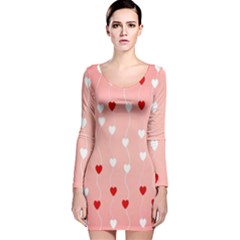 Heart Shape Background Love Long Sleeve Velvet Bodycon Dress