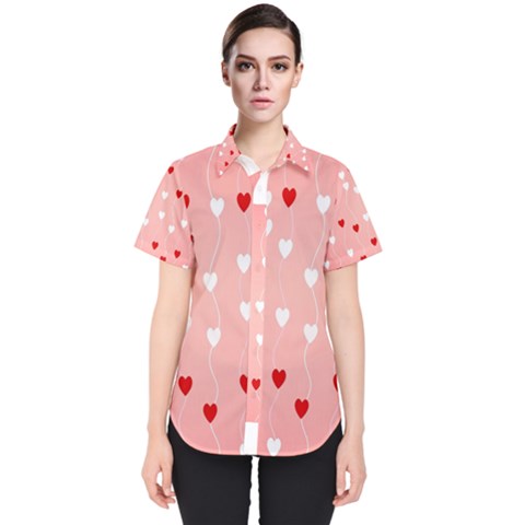 Heart Shape Background Love Women s Short Sleeve Shirt by Nexatart