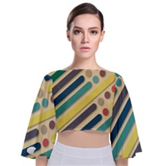 Background Vintage Desktop Color Tie Back Butterfly Sleeve Chiffon Top