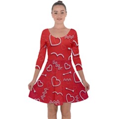 Background Valentine S Day Love Quarter Sleeve Skater Dress by Nexatart