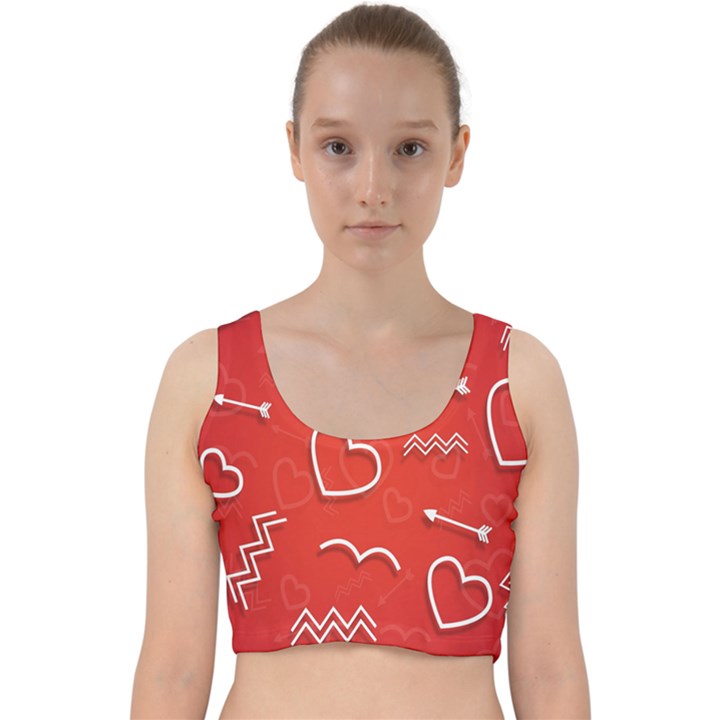 Background Valentine S Day Love Velvet Racer Back Crop Top