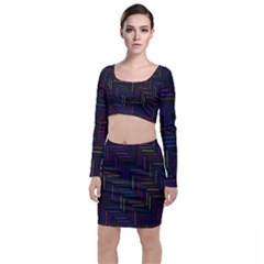 Lines Line Background Long Sleeve Crop Top & Bodycon Skirt Set