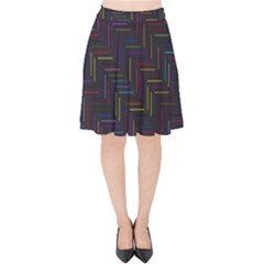 Lines Line Background Velvet High Waist Skirt