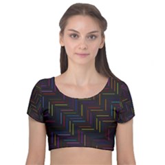 Lines Line Background Velvet Short Sleeve Crop Top 