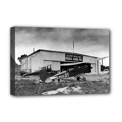 Omaha Airfield Airplain Hangar Deluxe Canvas 18  X 12   by Nexatart