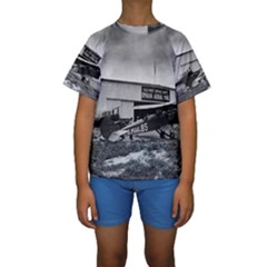 Omaha Airfield Airplain Hangar Kids  Short Sleeve Swimwear by Nexatart