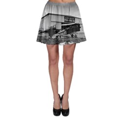 Omaha Airfield Airplain Hangar Skater Skirt by Nexatart