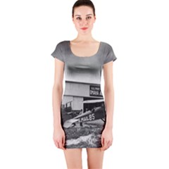 Omaha Airfield Airplain Hangar Short Sleeve Bodycon Dress by Nexatart