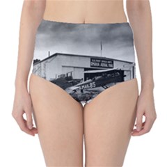 Omaha Airfield Airplain Hangar High-waist Bikini Bottoms by Nexatart