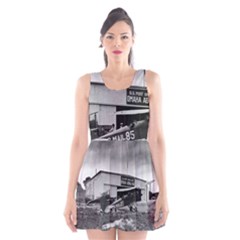 Omaha Airfield Airplain Hangar Scoop Neck Skater Dress by Nexatart