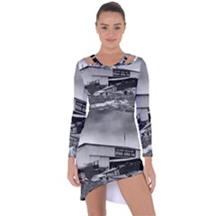 Omaha Airfield Airplain Hangar Asymmetric Cut-out Shift Dress by Nexatart