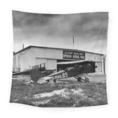 Omaha Airfield Airplain Hangar Square Tapestry (large)