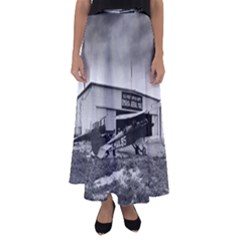 Omaha Airfield Airplain Hangar Flared Maxi Skirt by Nexatart