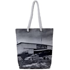 Omaha Airfield Airplain Hangar Full Print Rope Handle Tote (small) by Nexatart